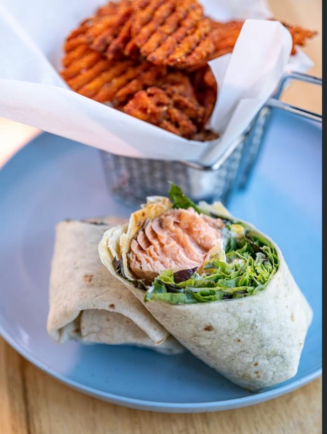 Grilled Salmon Wrap.