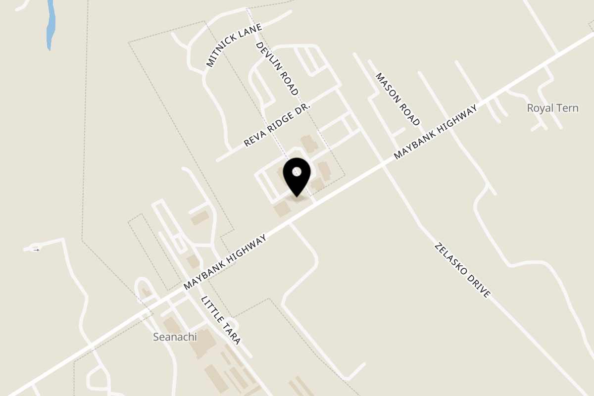 Map showing the location of Cabana & Co on 1801 Crowne Commons Way in Johns Island